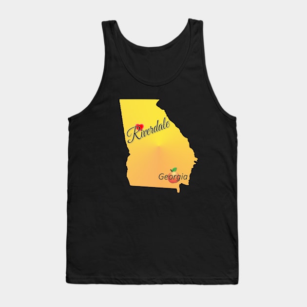 Riverdale Georgia state with heart locator Tank Top by Silver Pines Art